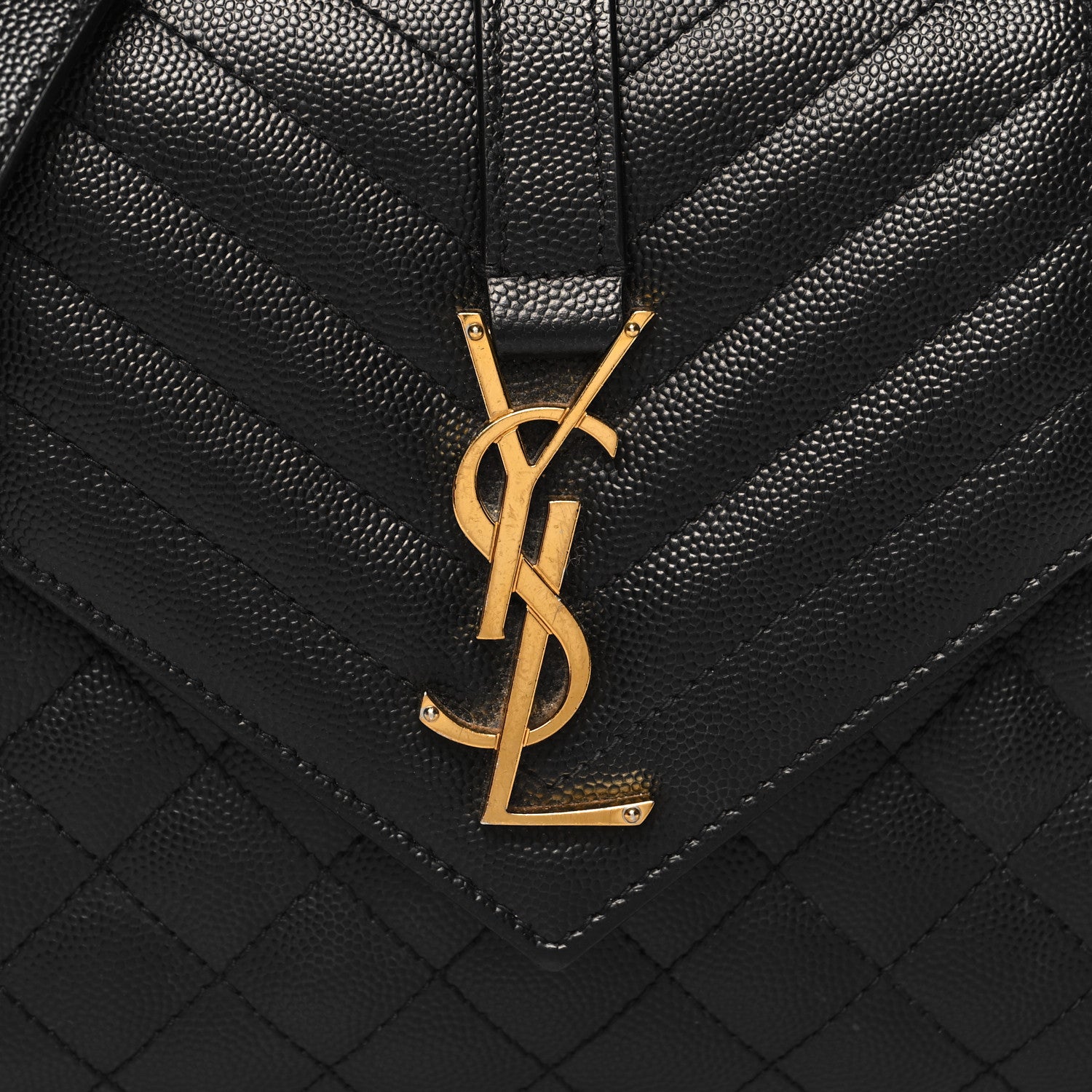 Saint Laurent Grain De Poudre Textured Mixed Matelasse Triquilt Medium Monogram Satchel Black 7 of 11