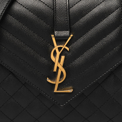 Saint Laurent Grain De Poudre Textured Mixed Matelasse Triquilt Medium Monogram Satchel Black 7 of 11