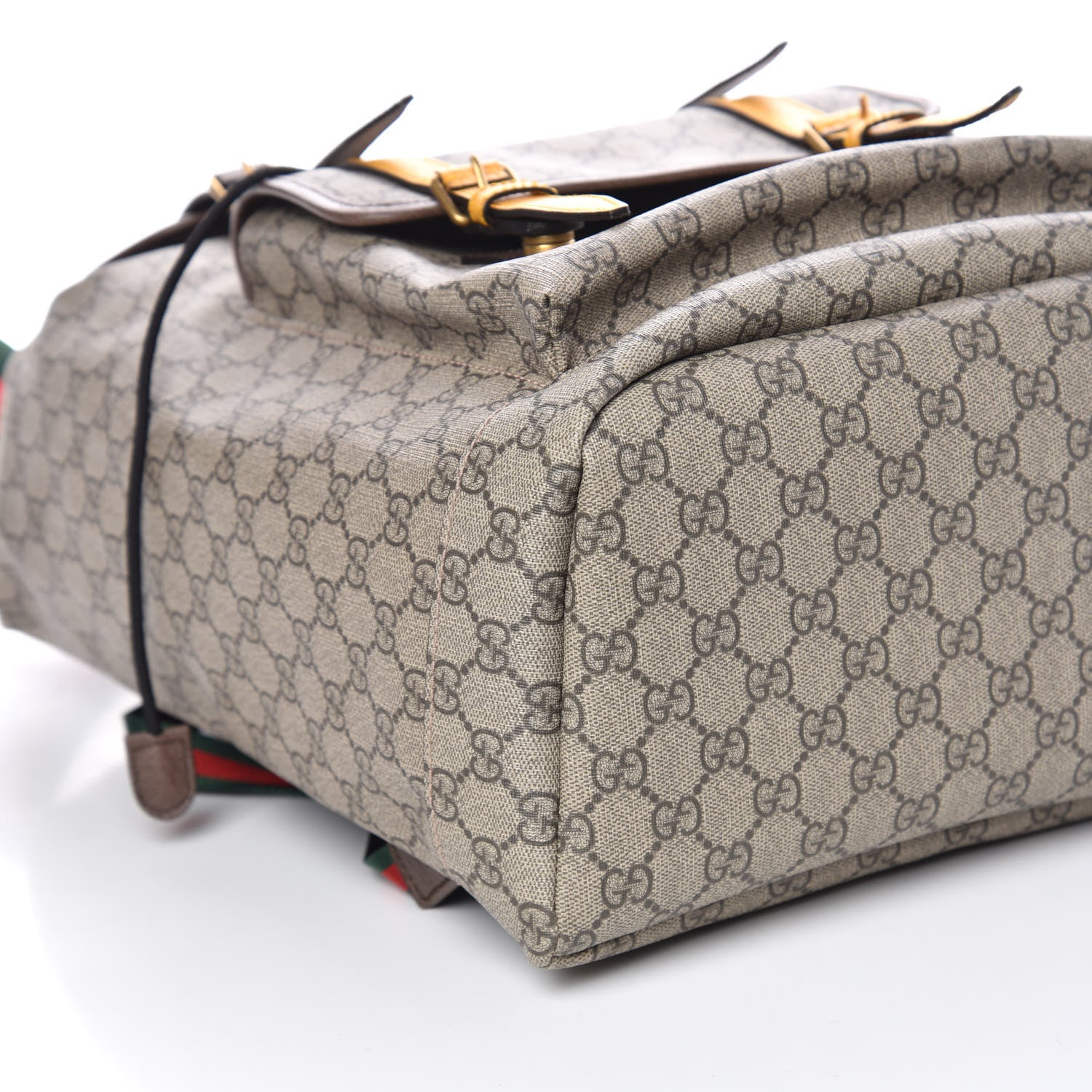 Gucci Soft GG Supreme Monogram Neo Vintage Double Buckle Backpack Beige New Acero Crop 8 of 9