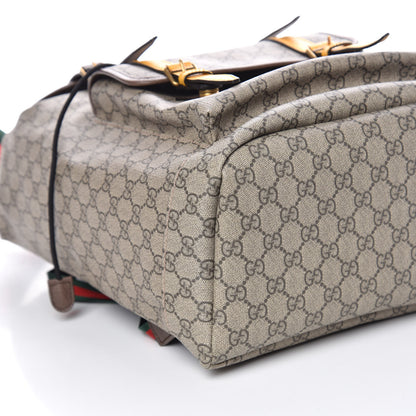 Gucci Soft GG Supreme Monogram Neo Vintage Double Buckle Backpack Beige New Acero Crop 8 of 9