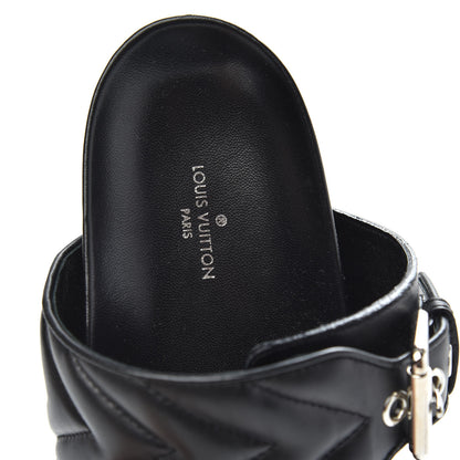 Louis Vuitton Calfskin New Wave Bom Dia Mule Sandals 37 Black 7 of 9