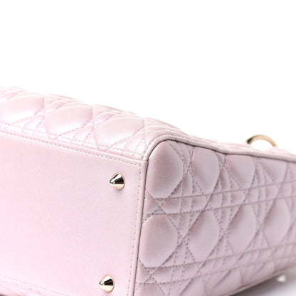 Christian Dior Pearly Lambskin Cannage Medium Lady Dior Lotus 8 of 22