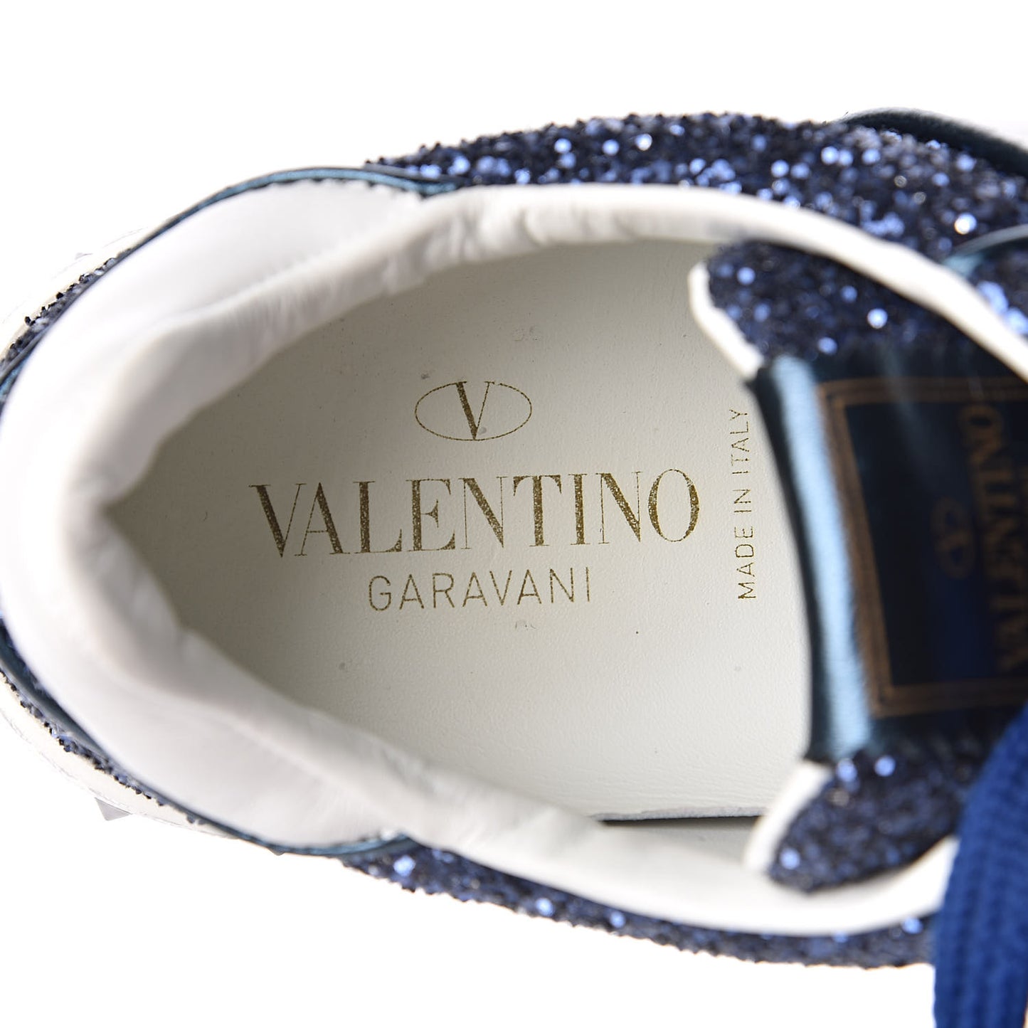 Calfskin Glitter Flycrew Sneakers 38 Blue