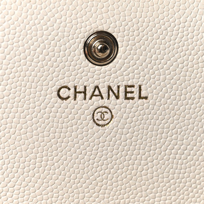Chanel Caviar Quilted Striated CC Large Gusset Flap Wallet White 6 of 9