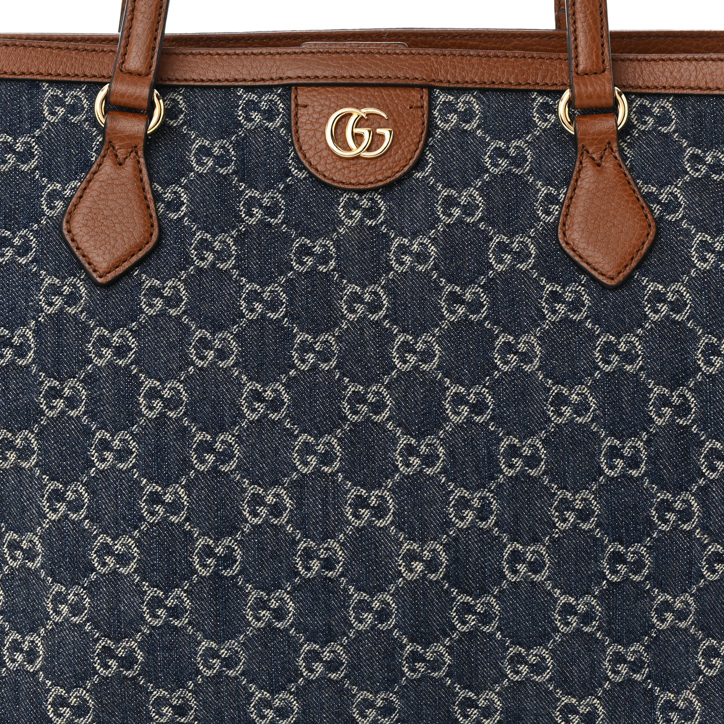 New Denim GG Monogram Medium Ophidia Shopping Tote Blue Tea Cuir
