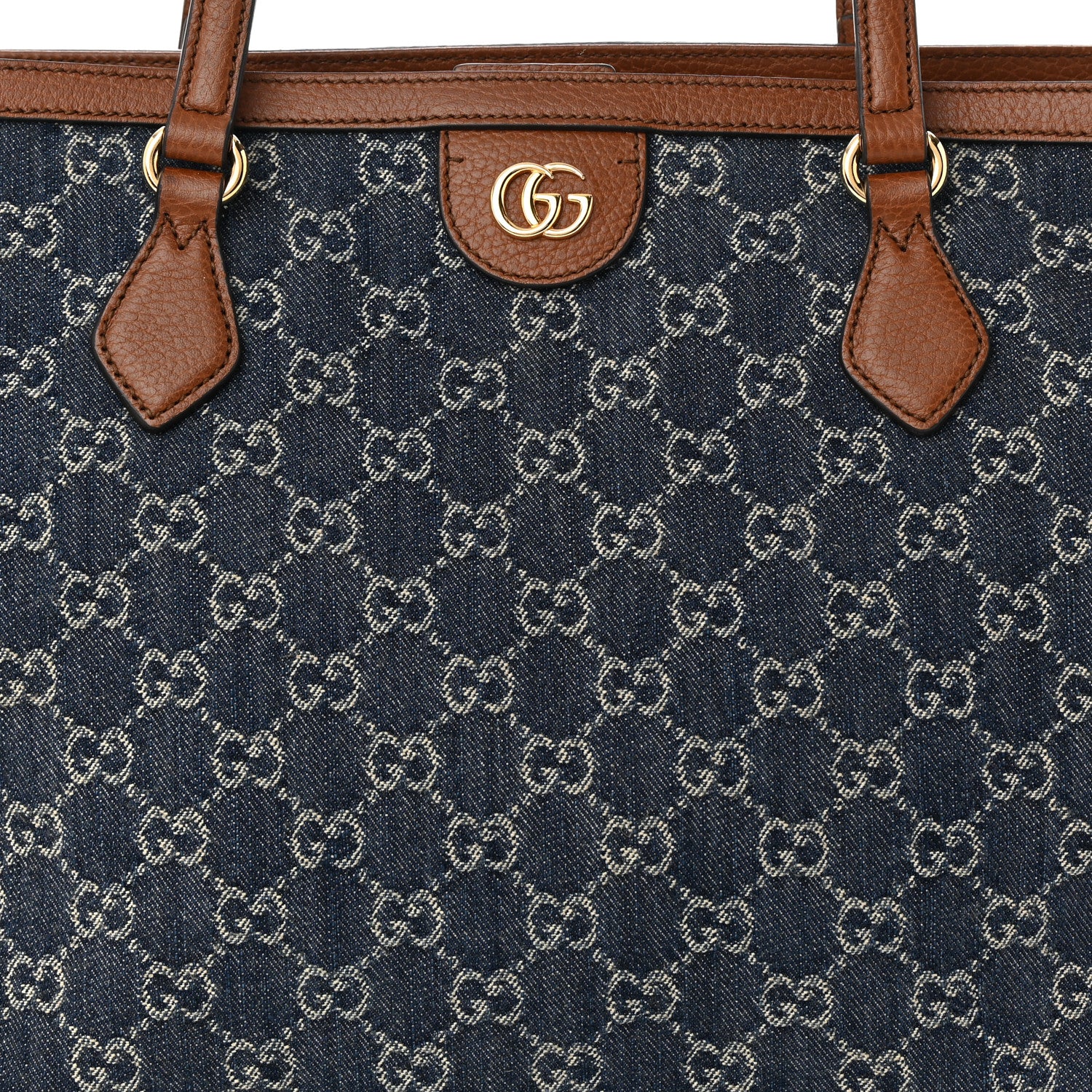 Gucci New Denim GG Monogram Medium Ophidia Shopping Tote Blue Tea Cuir 8 of 12