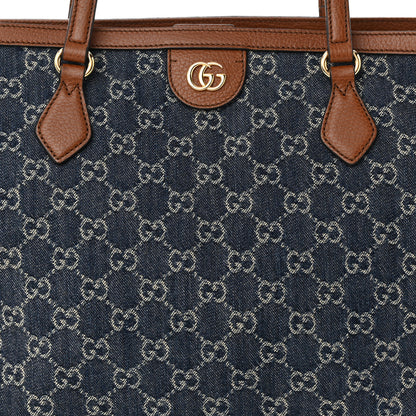 Gucci New Denim GG Monogram Medium Ophidia Shopping Tote Blue Tea Cuir 8 of 12