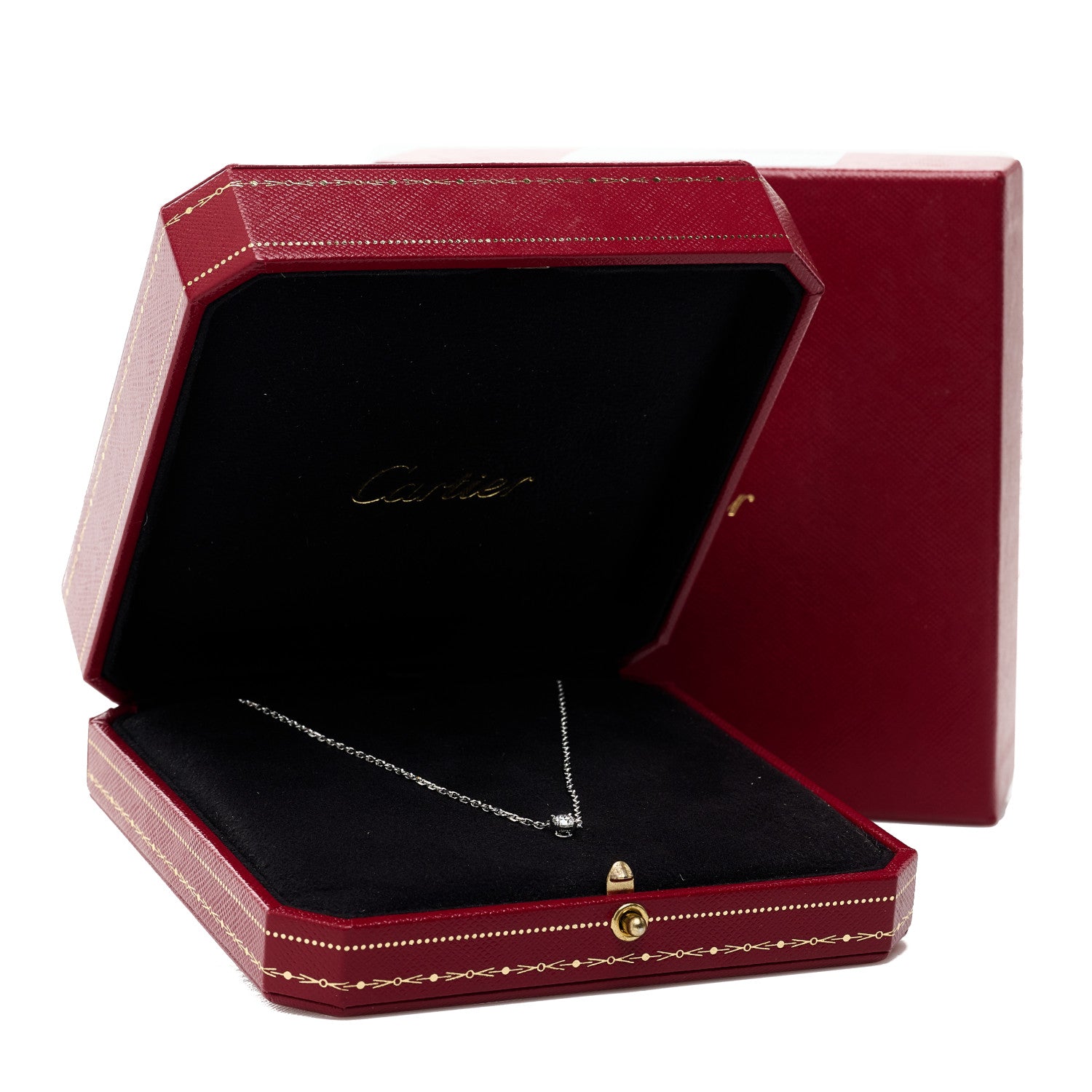 Cartier 18K White Gold Diamond .26ct 1895 Solitaire Pendant Necklace 6 of 6