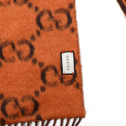 Gucci Wool Alpaca GG Monogram Big GG Rock Scarf Tangerine Brown 3 of 5