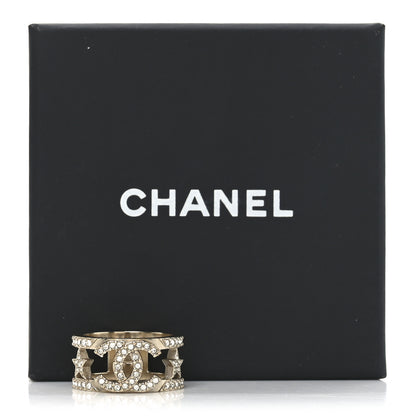 Chanel Metal Crystal CC Star Ring 55 7.25 Light Gold 5 of 5