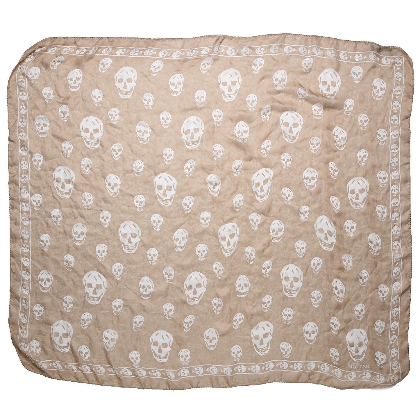 Silk Chiffon Skull Scarf Beige Ivory