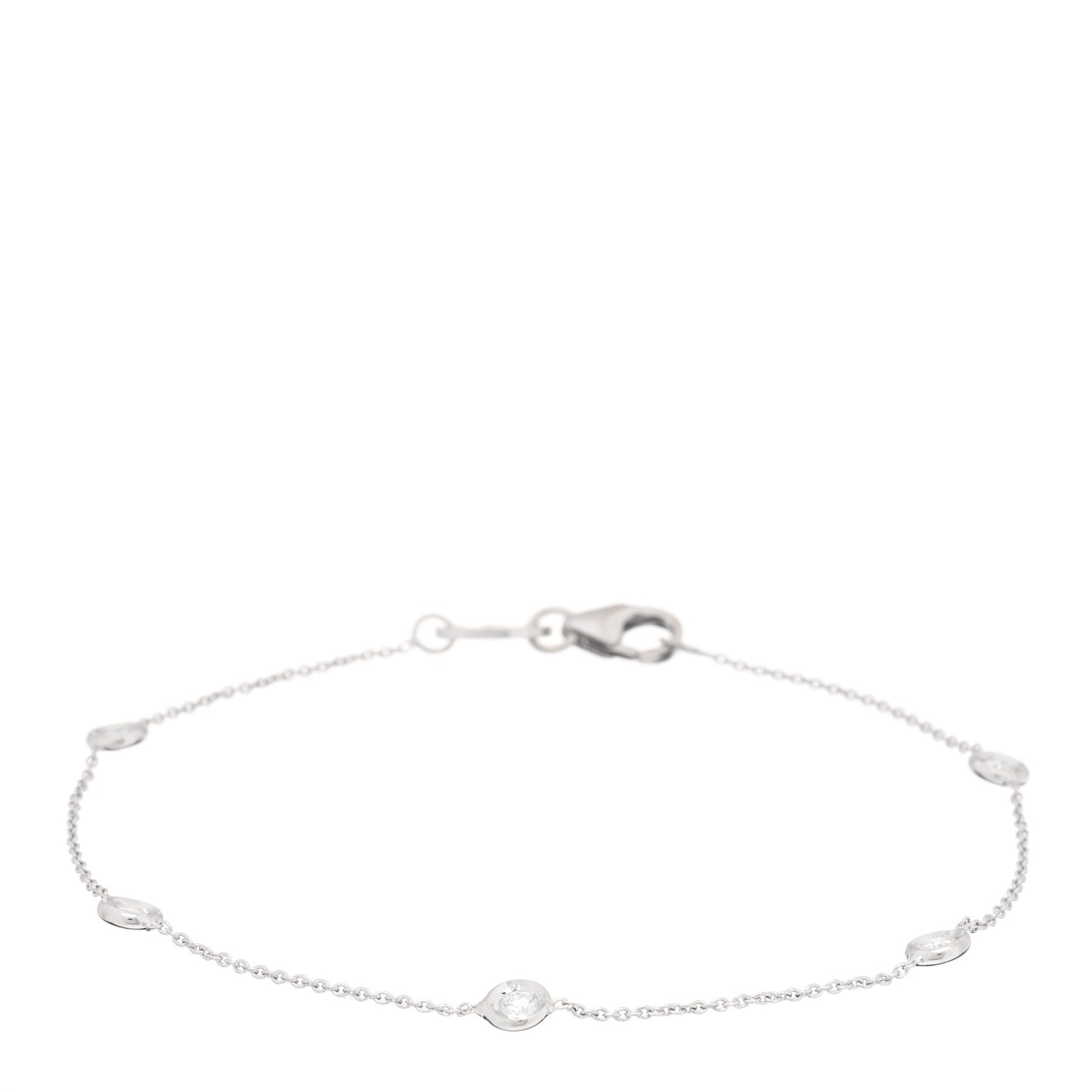 18K White Gold Diamond By the Inch Five Station Bracelet