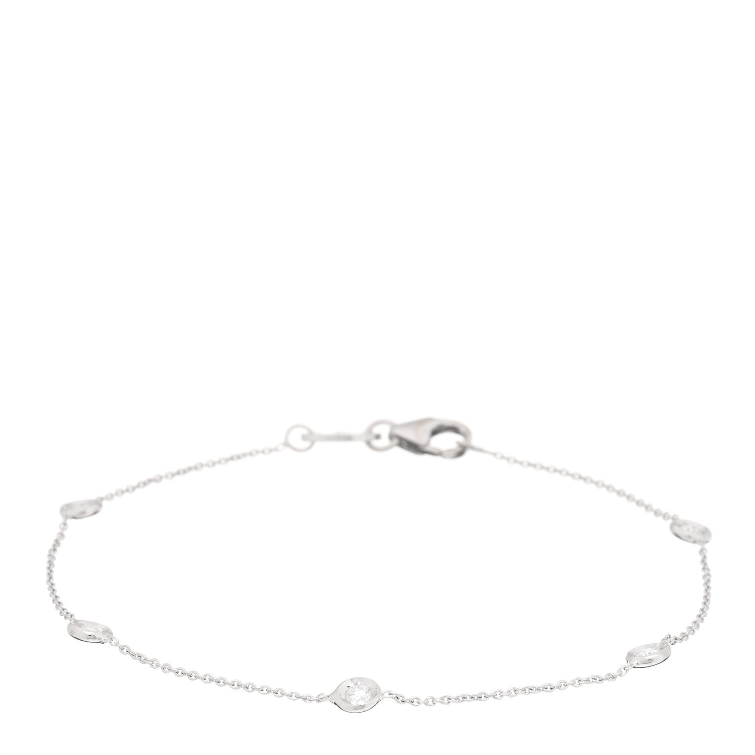 Roberto Coin 18K White Gold Diamond By the Inch Five Station Bracelet 1 of 3