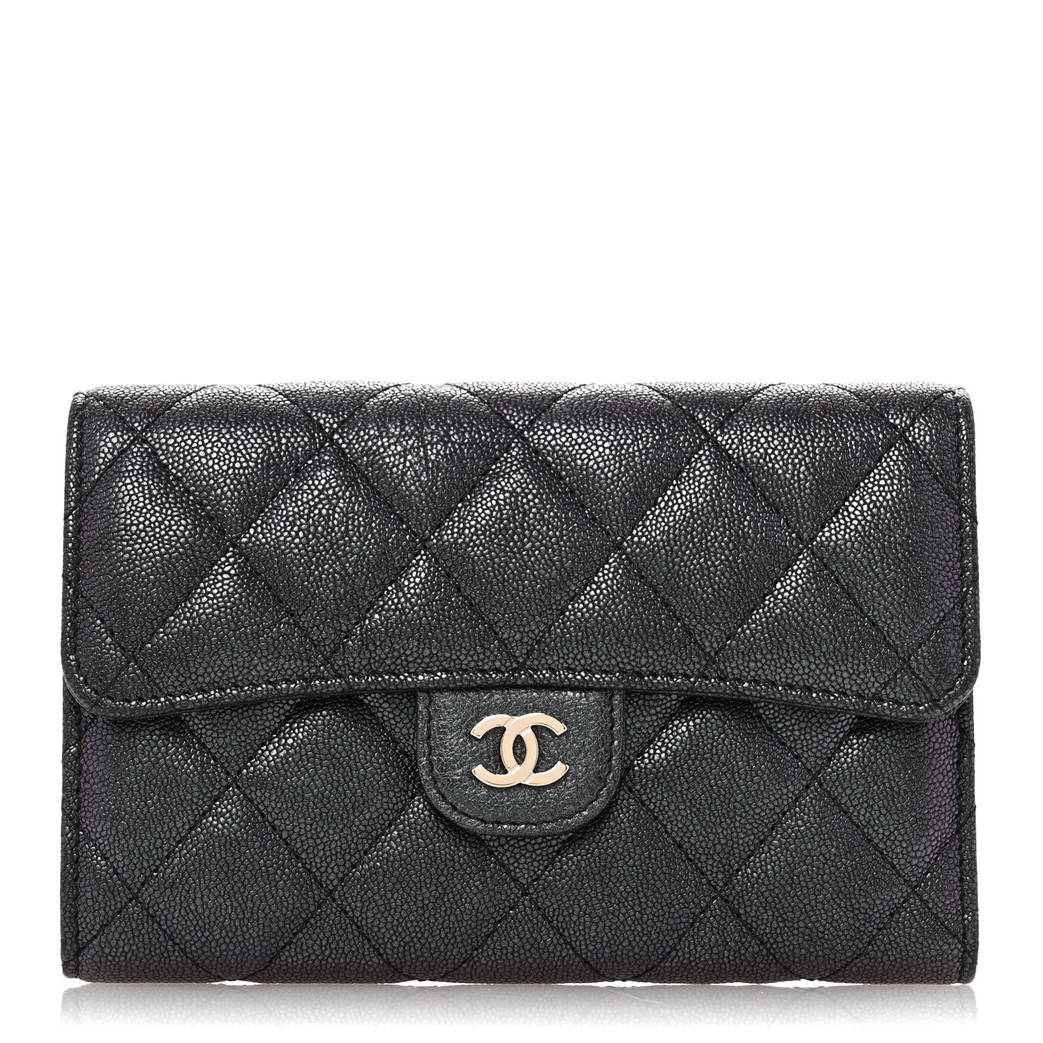 Chanel Iridescent Caviar Quilted Medium Flap Wallet Black 1 of 9