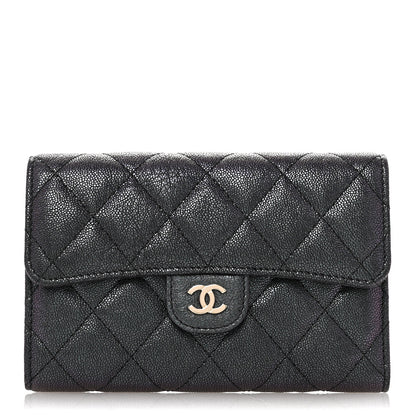 Chanel Iridescent Caviar Quilted Medium Flap Wallet Black 1 of 9