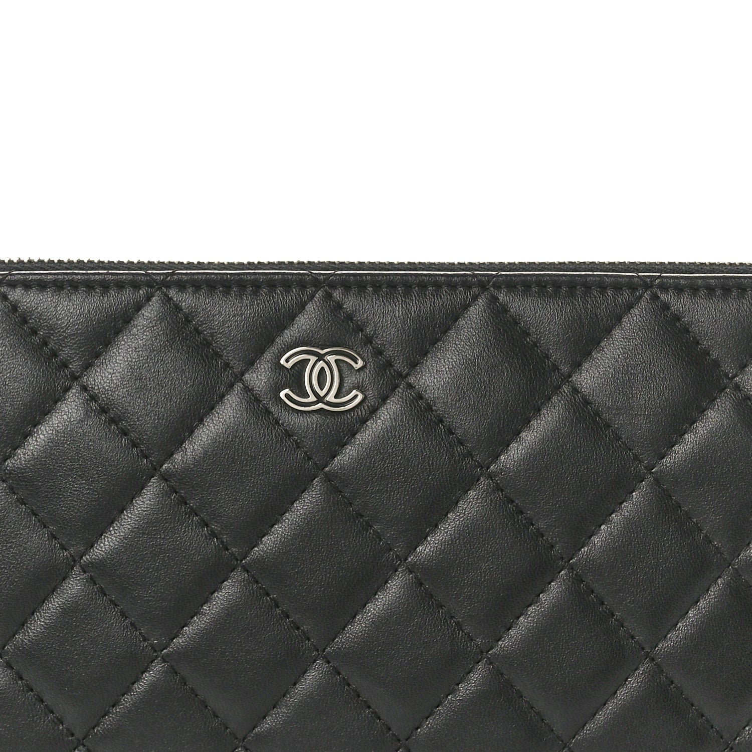 Chanel Lambskin Quilted Large Zipped Clutch Black 8 of 9