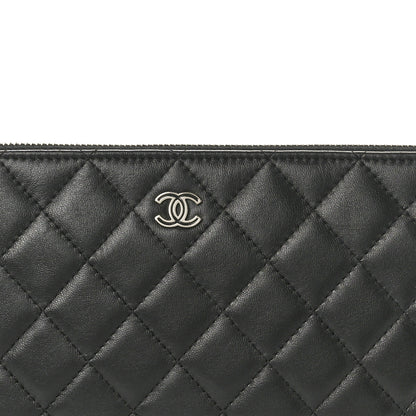 Chanel Lambskin Quilted Large Zipped Clutch Black 8 of 9