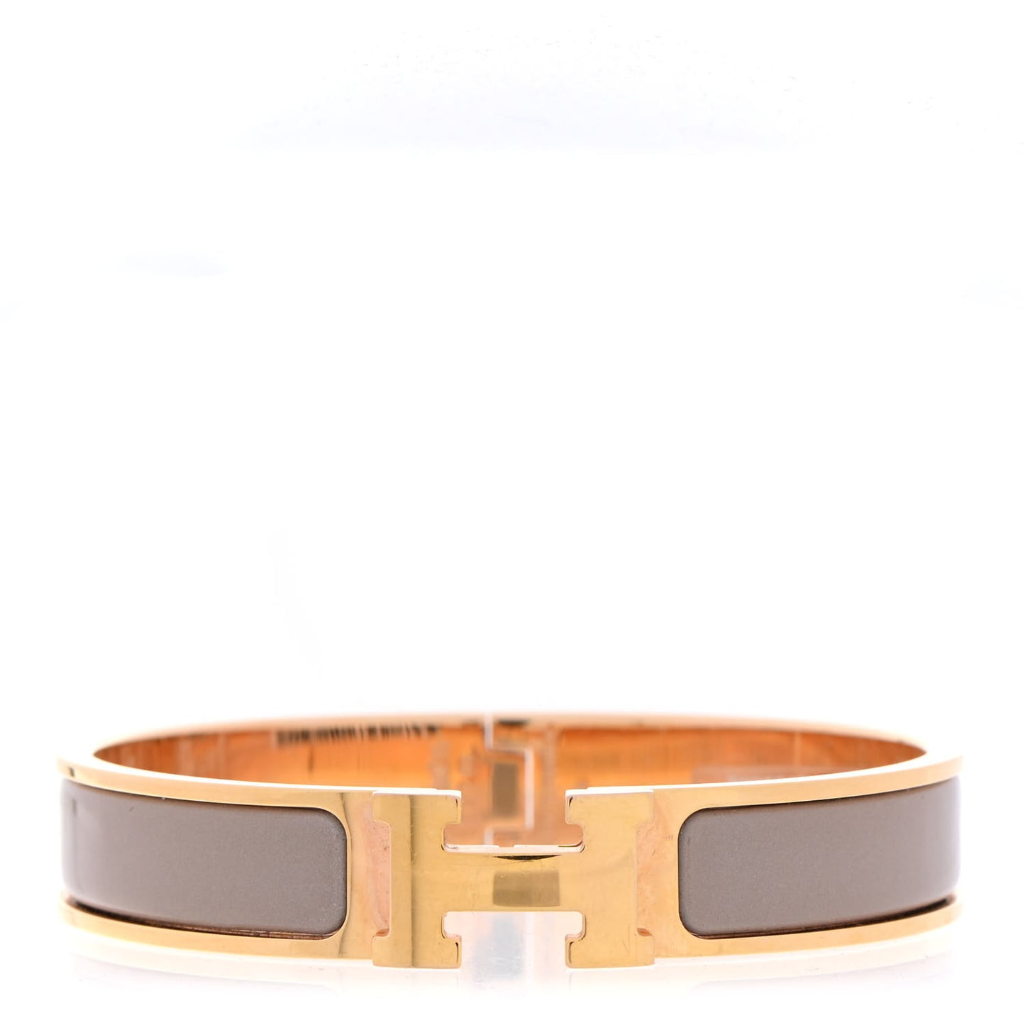 Enamel Narrow Clic Clac H Bracelet GM Marron Glace
