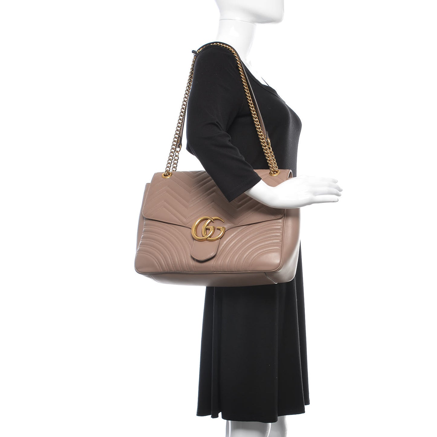 Calfskin Matelasse Large GG Marmont Shoulder Bag Porcelain Rose