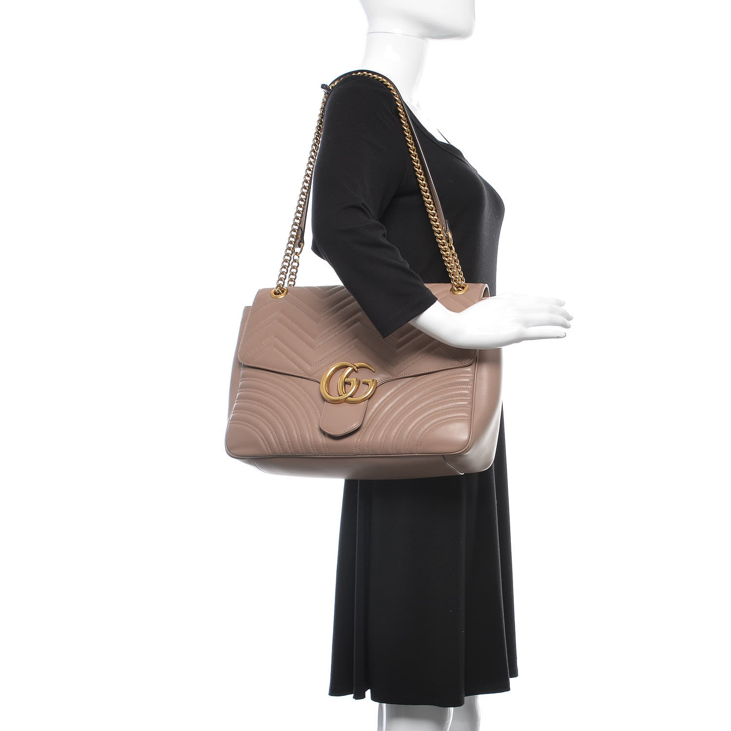 Gucci Calfskin Matelasse Large GG Marmont Shoulder Bag Porcelain Rose 2 of 10