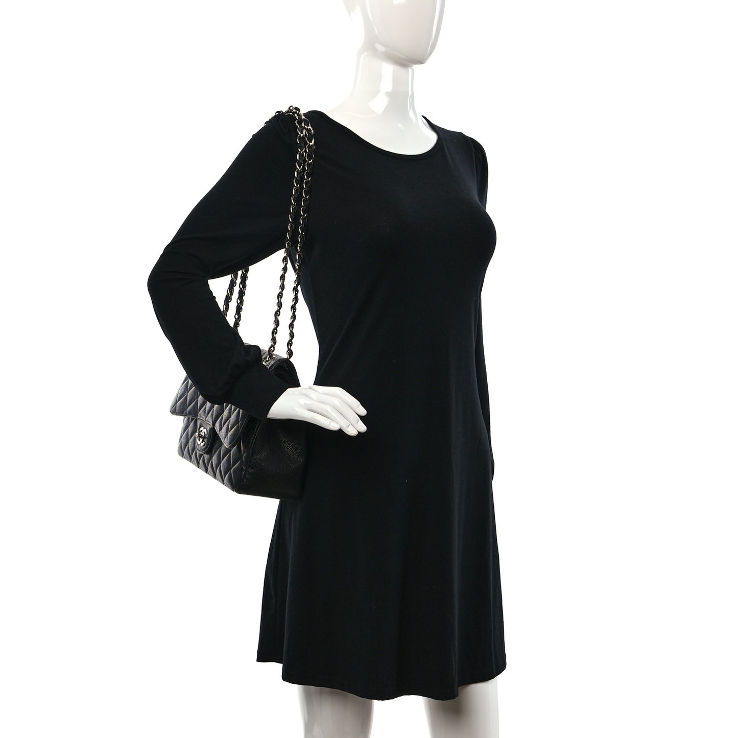 Caviar Quilted Jumbo Double Flap Black