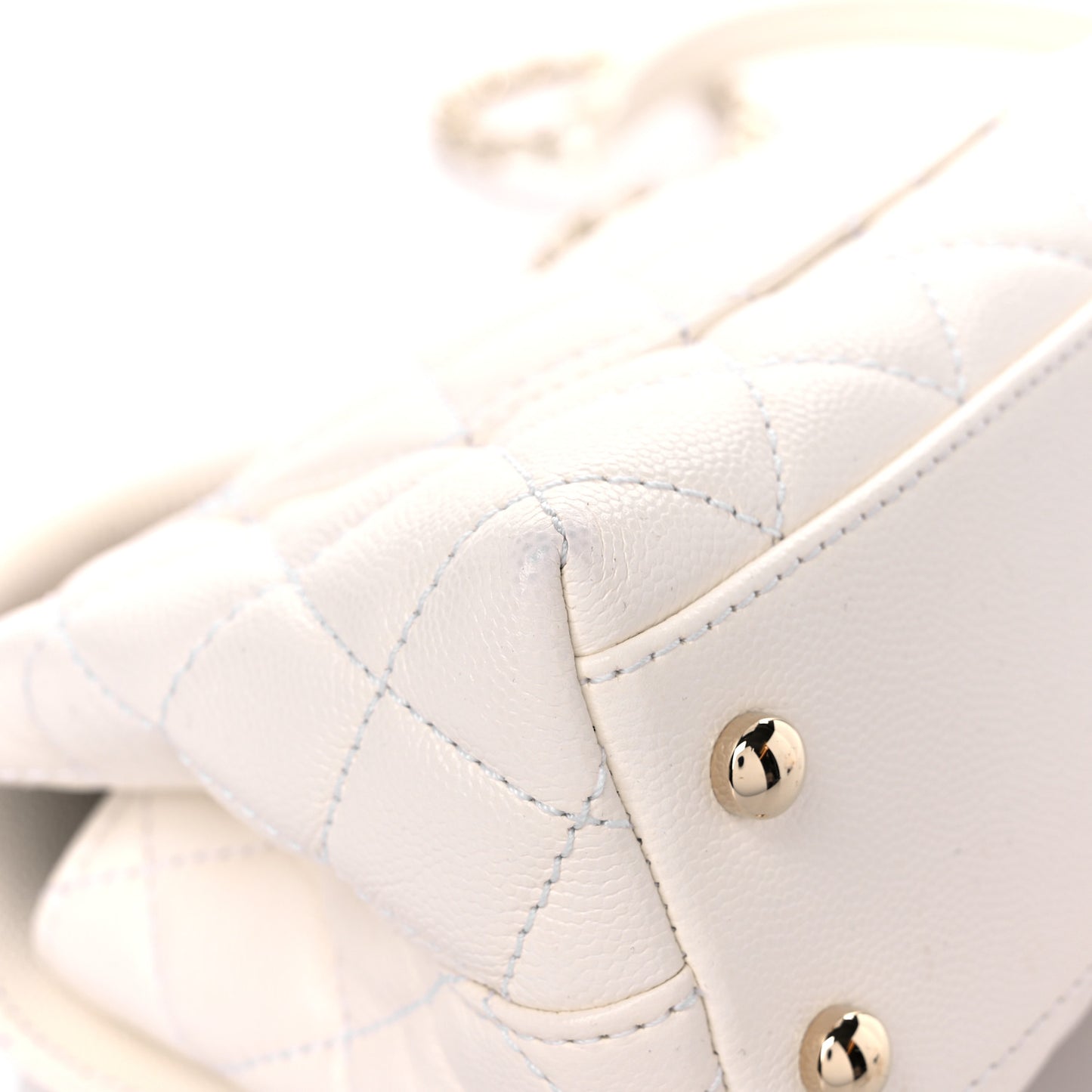 Caviar Quilted Extra Mini Coco Handle Flap White