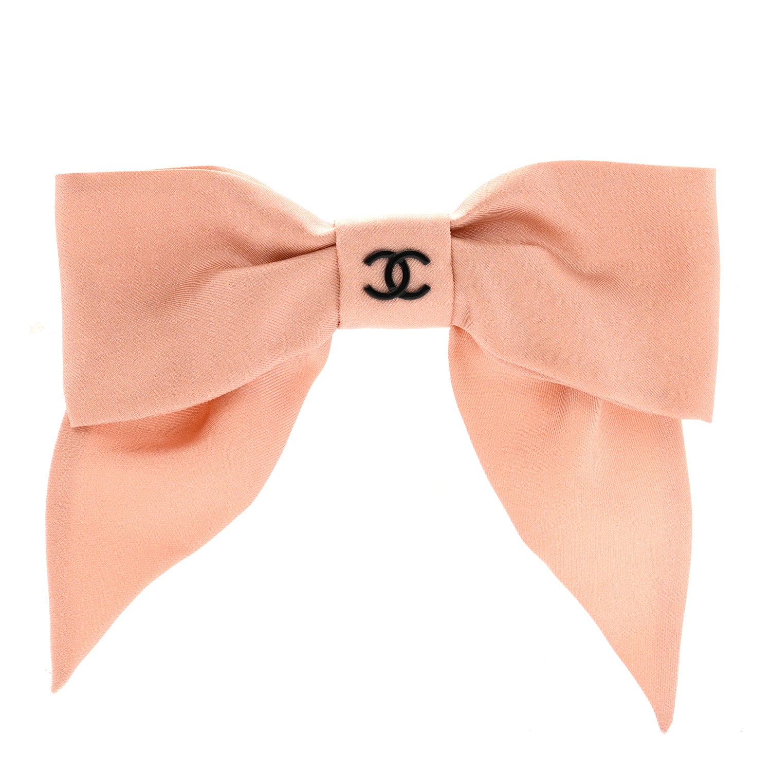 Chanel Silk Bow CC Hair Clip Pink Black 1 of 4