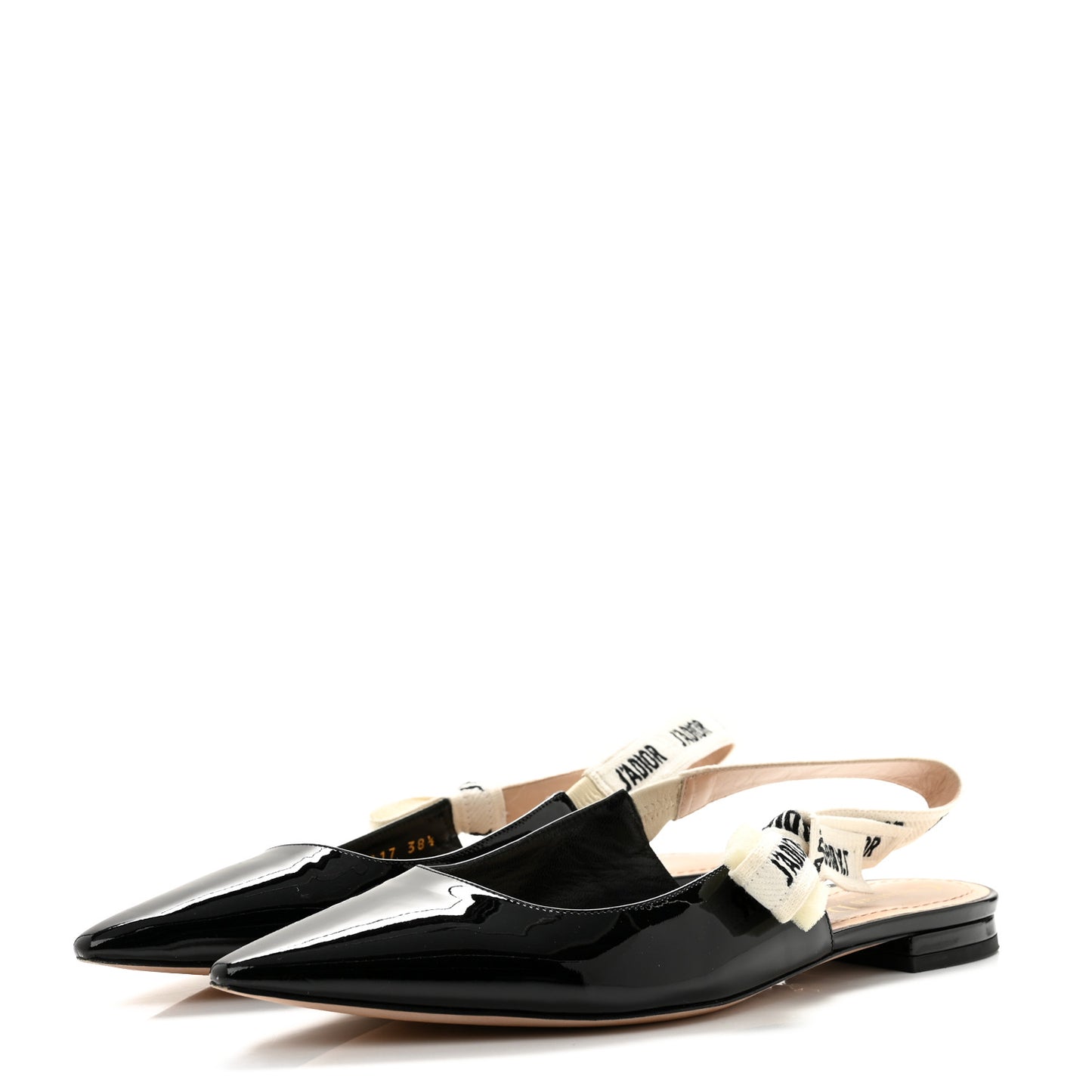 Patent Ribbon J'Adior Slingback Ballet Flats 38.5 Black