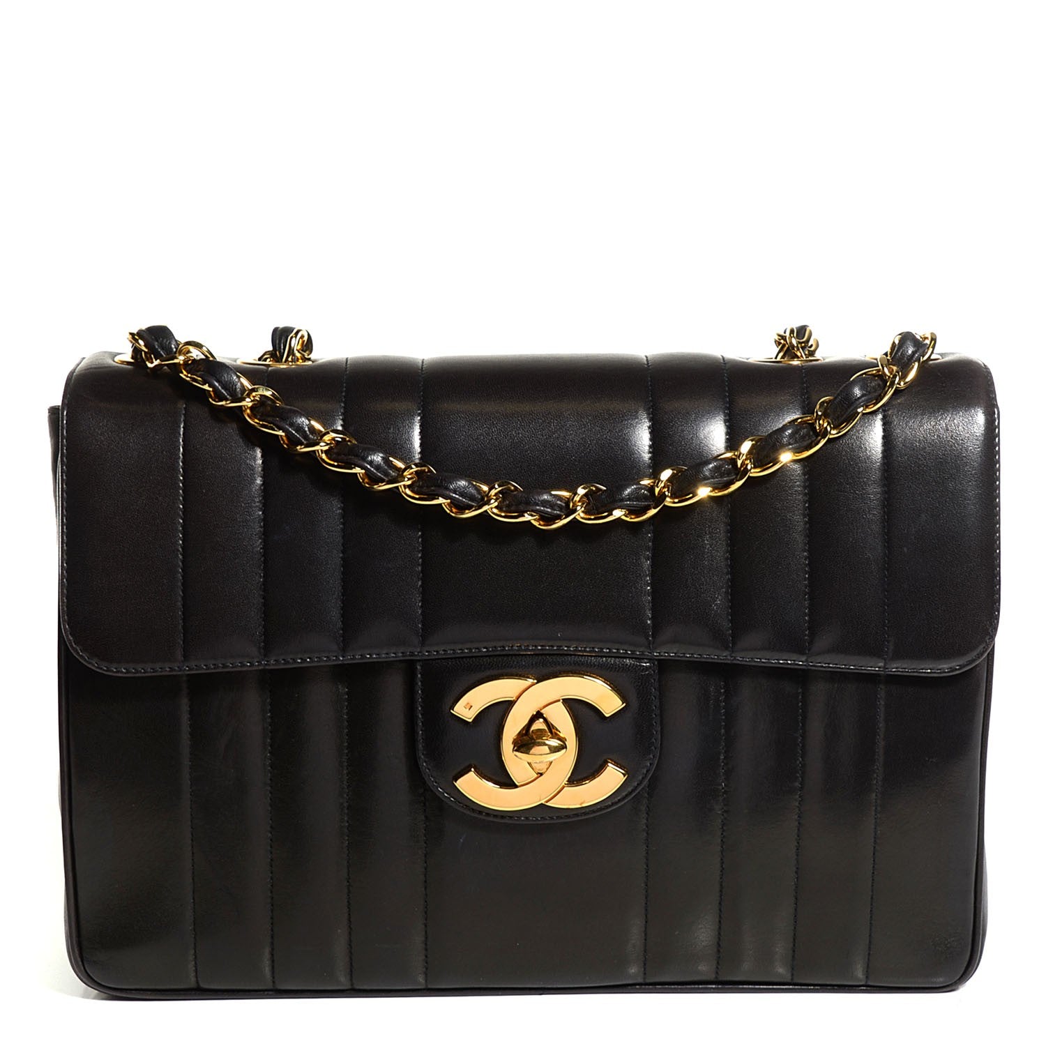 Chanel Lambskin Vertical Quilt Jumbo Flap Black 1 of 8