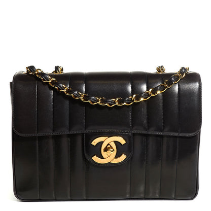 Chanel Lambskin Vertical Quilt Jumbo Flap Black 1 of 8
