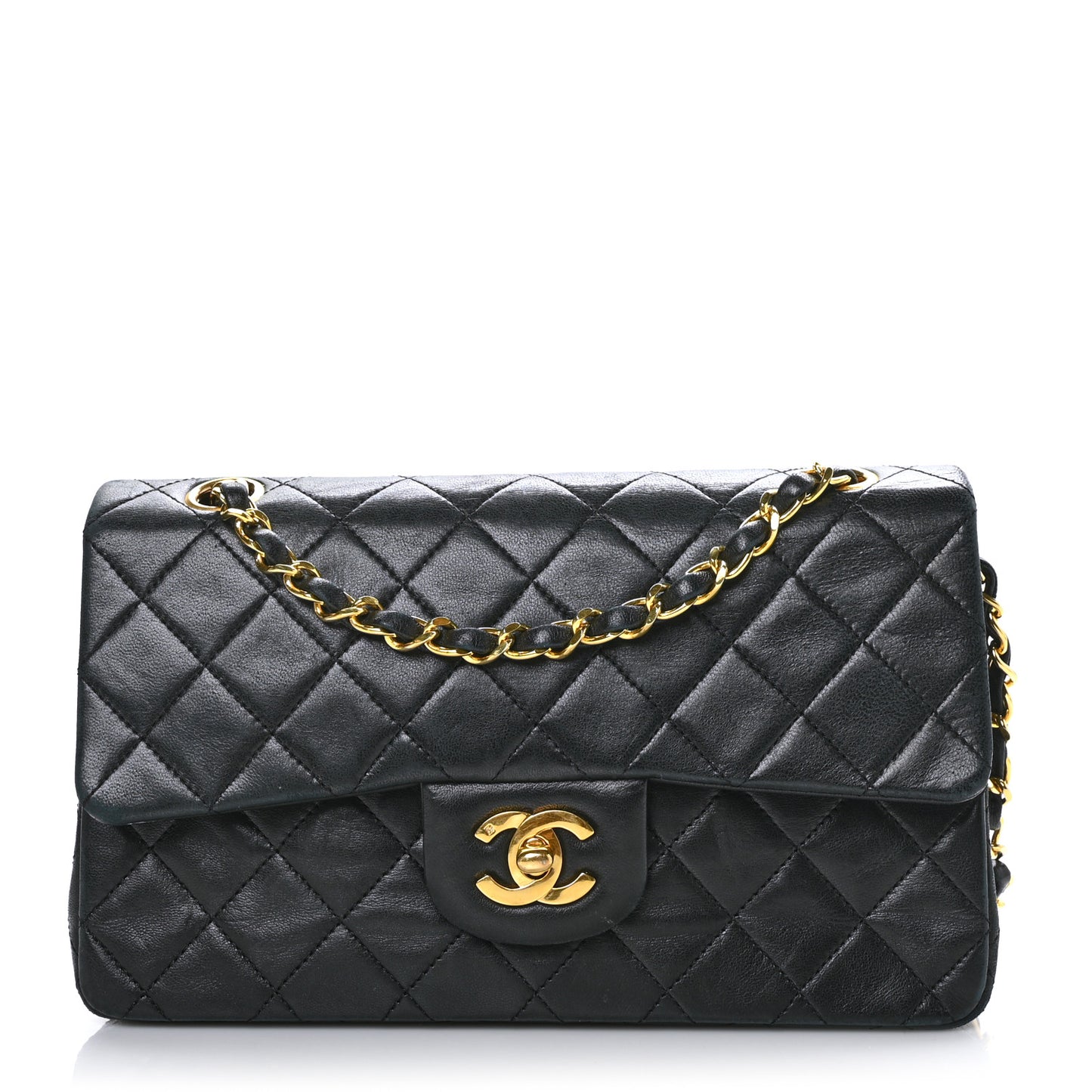Lambskin Quilted Small Double Flap Black