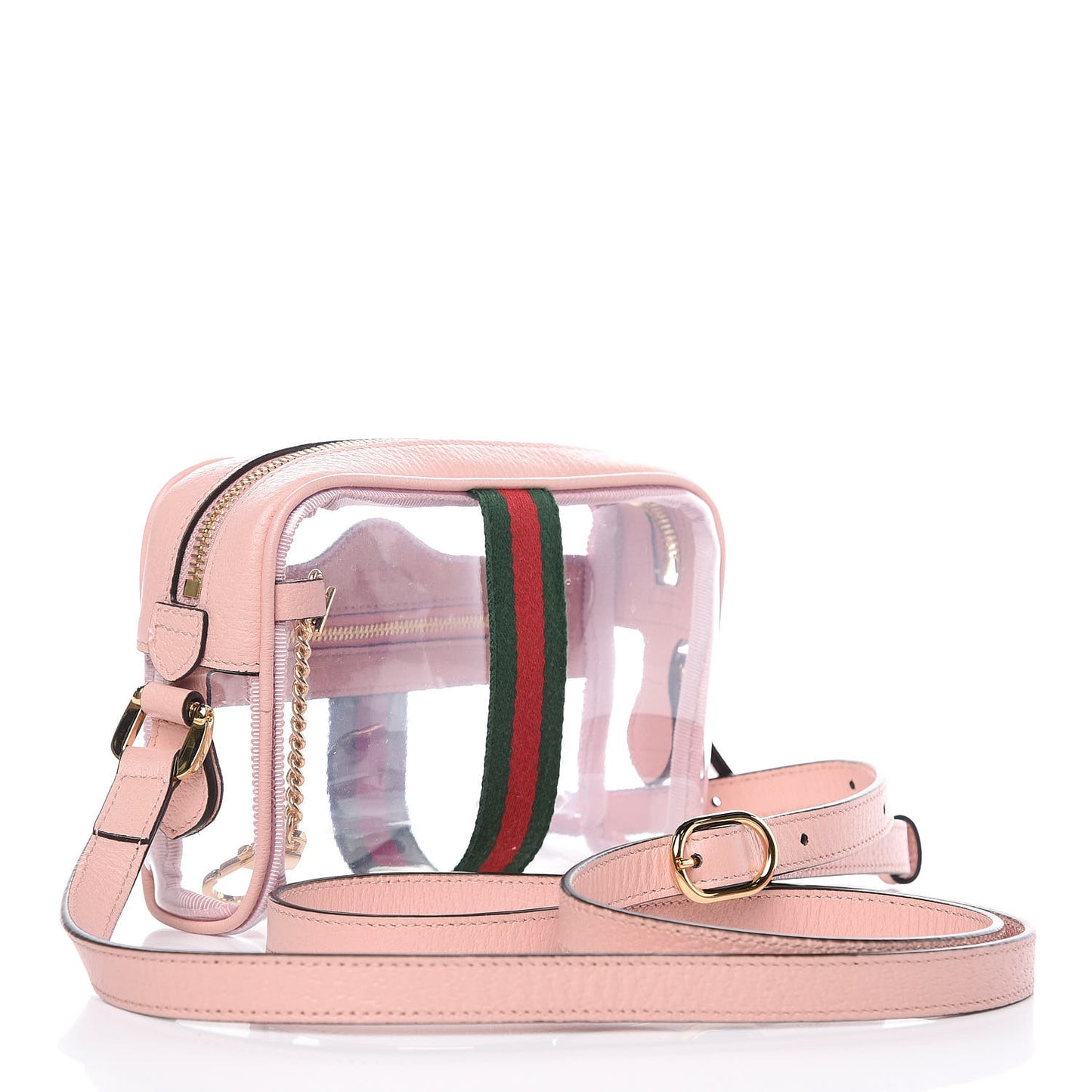 Vinyl Web Mini Ophidia Transparent Shoulder Bag Perfect Pink