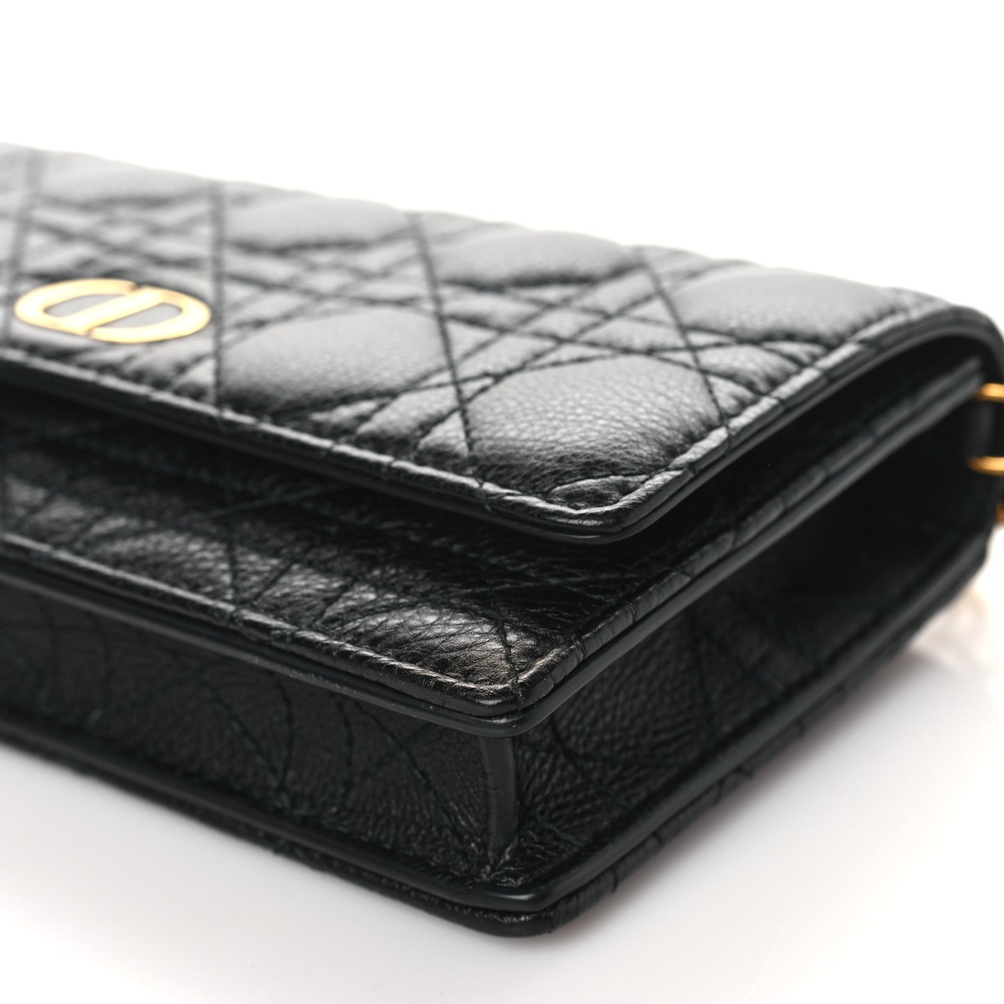 Supple Calfskin Caro Pouch with Chain Black