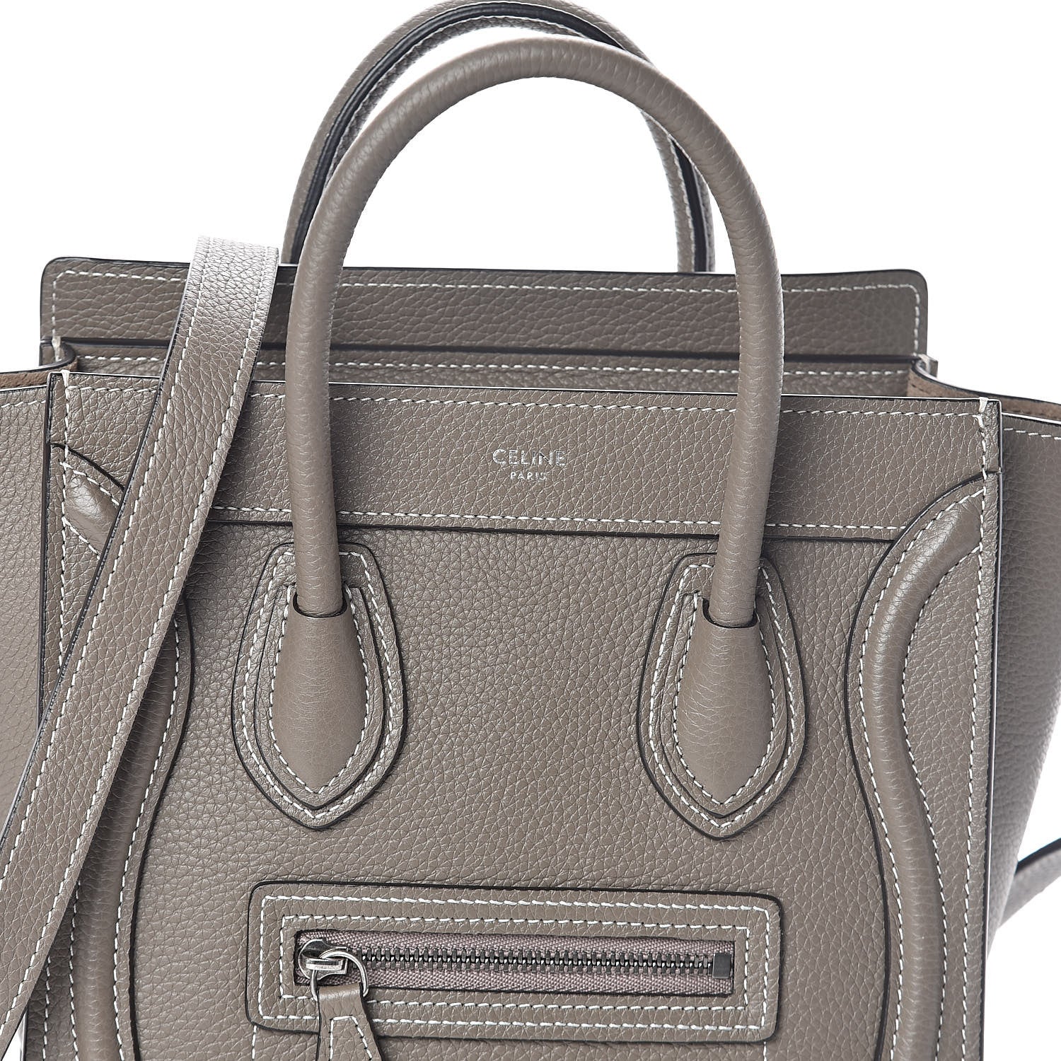 Celine Drummed Calfskin Nano Luggage Souris 7 of 9