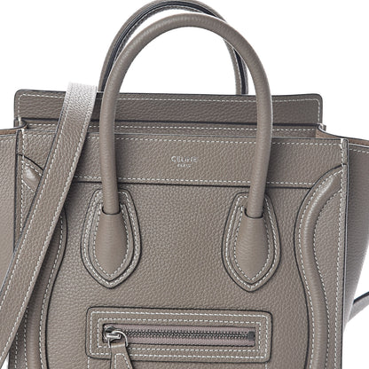 Celine Drummed Calfskin Nano Luggage Souris 7 of 9