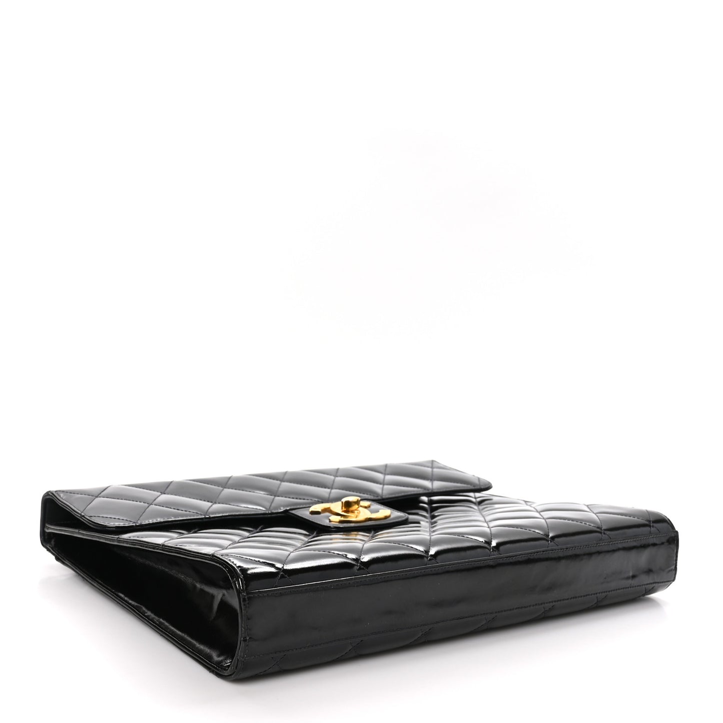 Patent Quilted Briefcase Laptop Bag Black