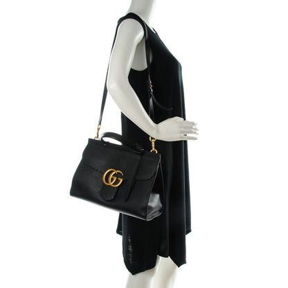 Gucci Calfskin Small GG Marmont Top Handle Bag Black 2 of 7