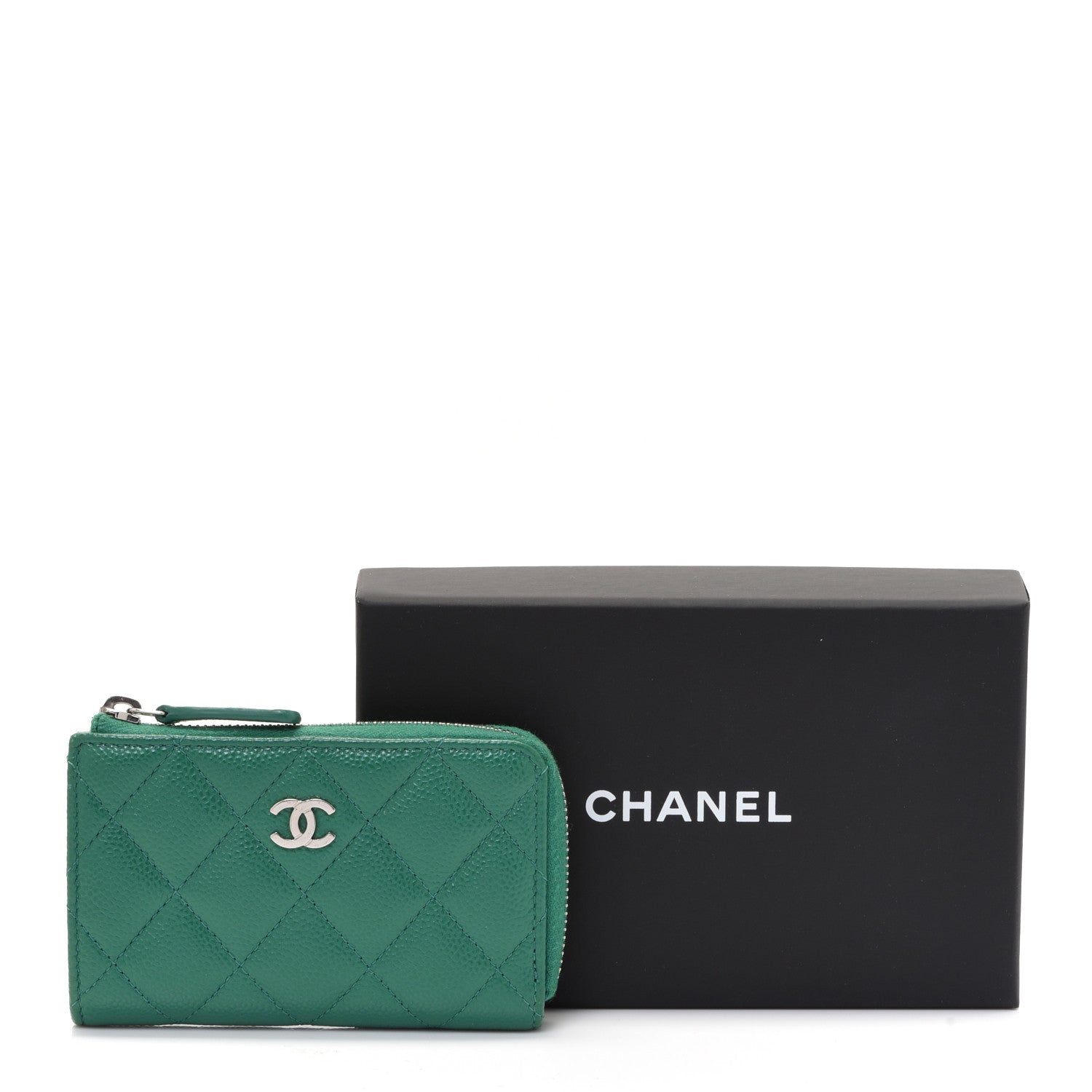 Chanel Caviar Quilted Zipped Key Holder Case Green 8 of 8