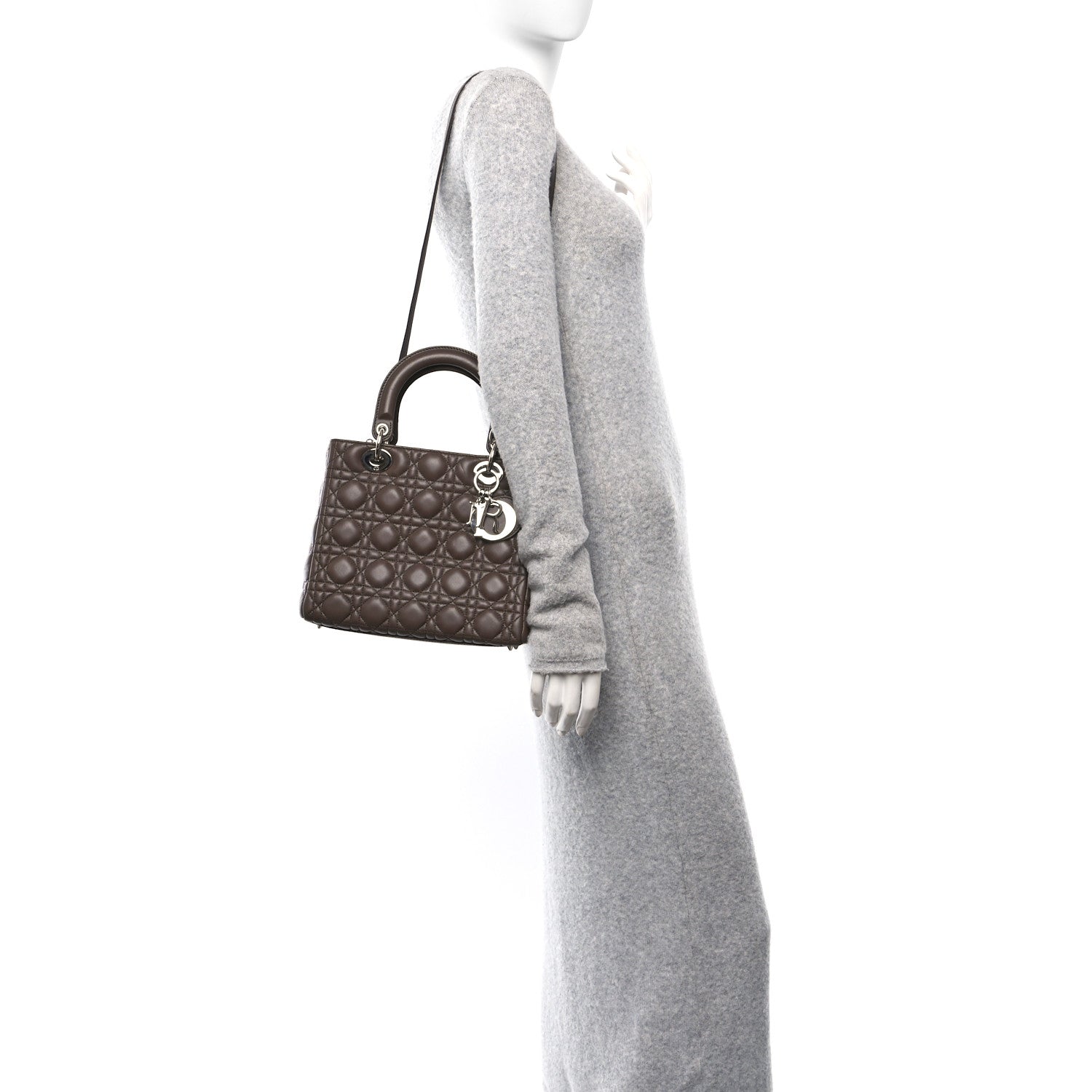 Christian Dior Lambskin Cannage Medium Lady Dior Brown 2 of 11