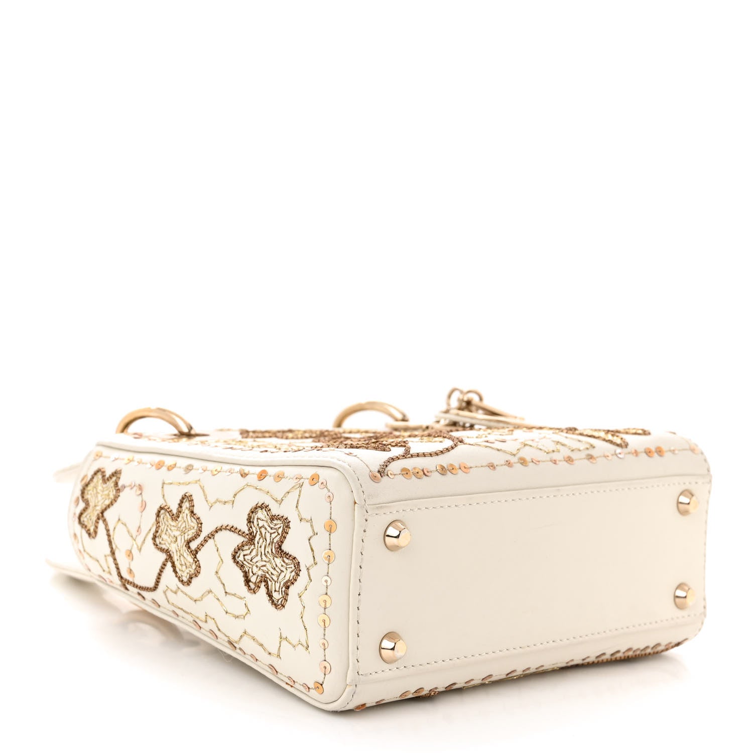 Christian Dior Smooth Calfskin Sequin Embroidered Clover Mini Lady Dior White 4 of 10