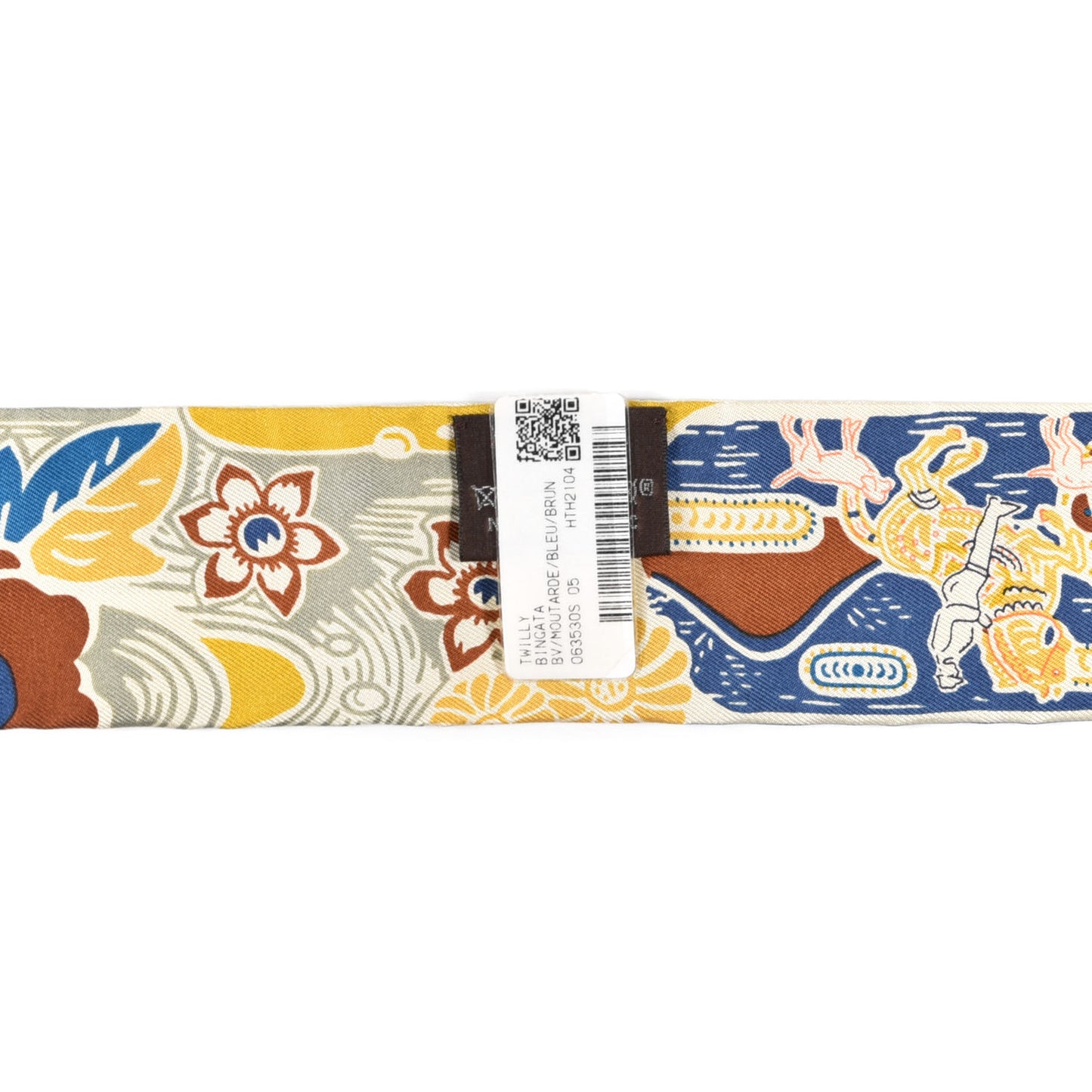 Silk Bingata Twilly Moutarde Bleu Brun