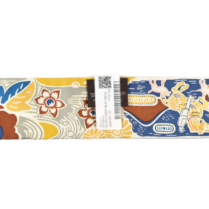 Hermes Silk Bingata Twilly Moutarde Bleu Brun 4 of 4