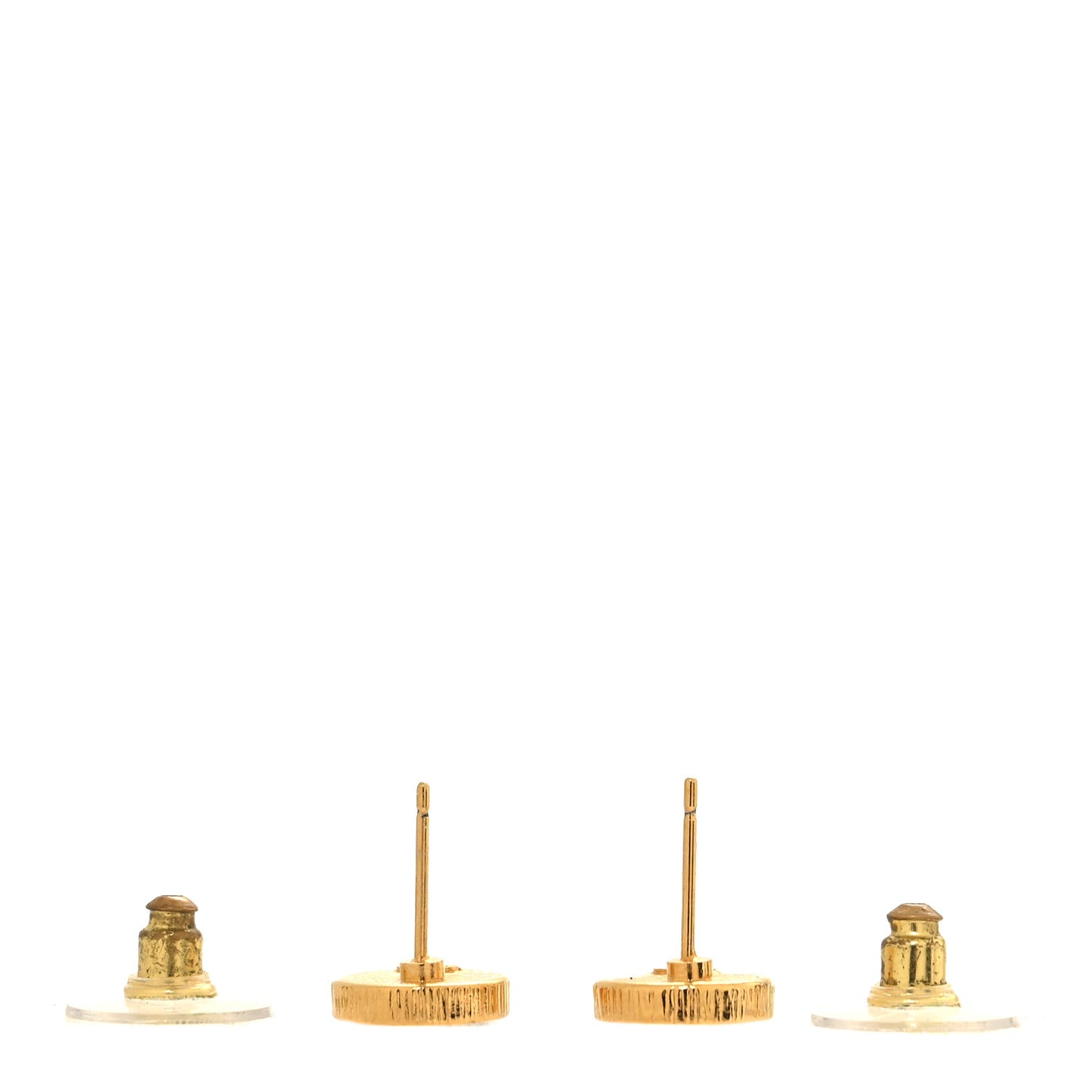 Metal Enamel CC Round Earrings Gold Black