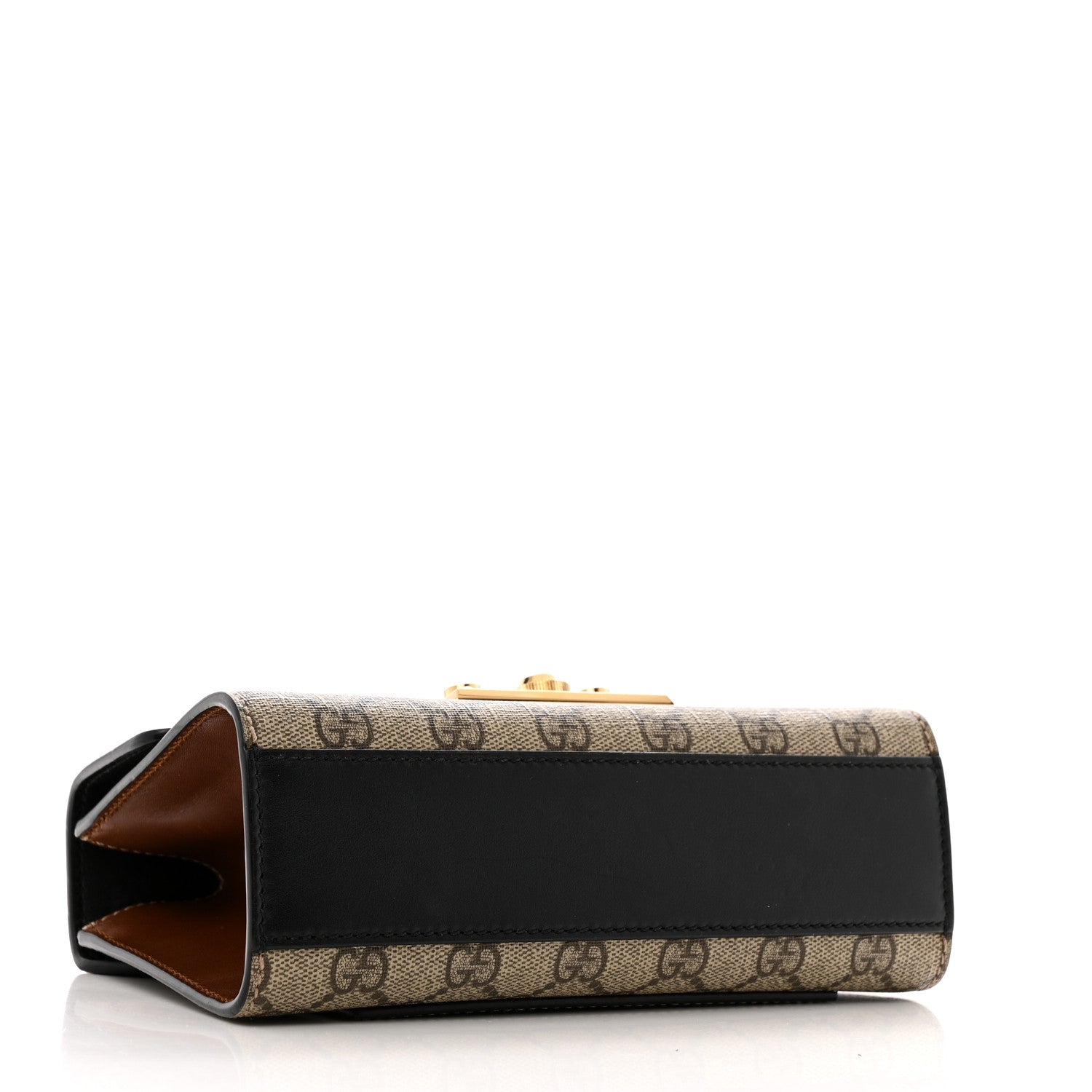 Gucci GG Supreme Monogram Calfskin Small Padlock Shoulder Bag Beige Black Cuir 4 of 13
