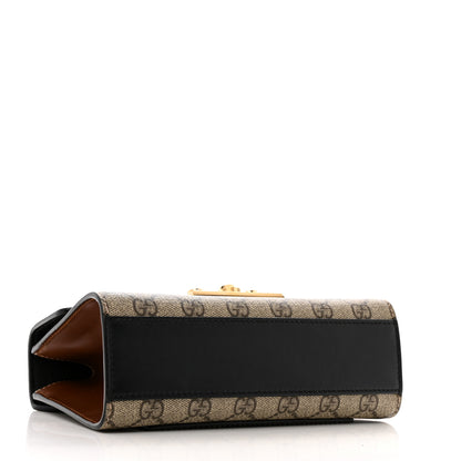 Gucci GG Supreme Monogram Calfskin Small Padlock Shoulder Bag Beige Black Cuir 4 of 13