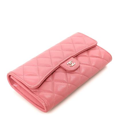 Chanel Caviar Quilted Large Gusset Flap Wallet Pink 4 of 10