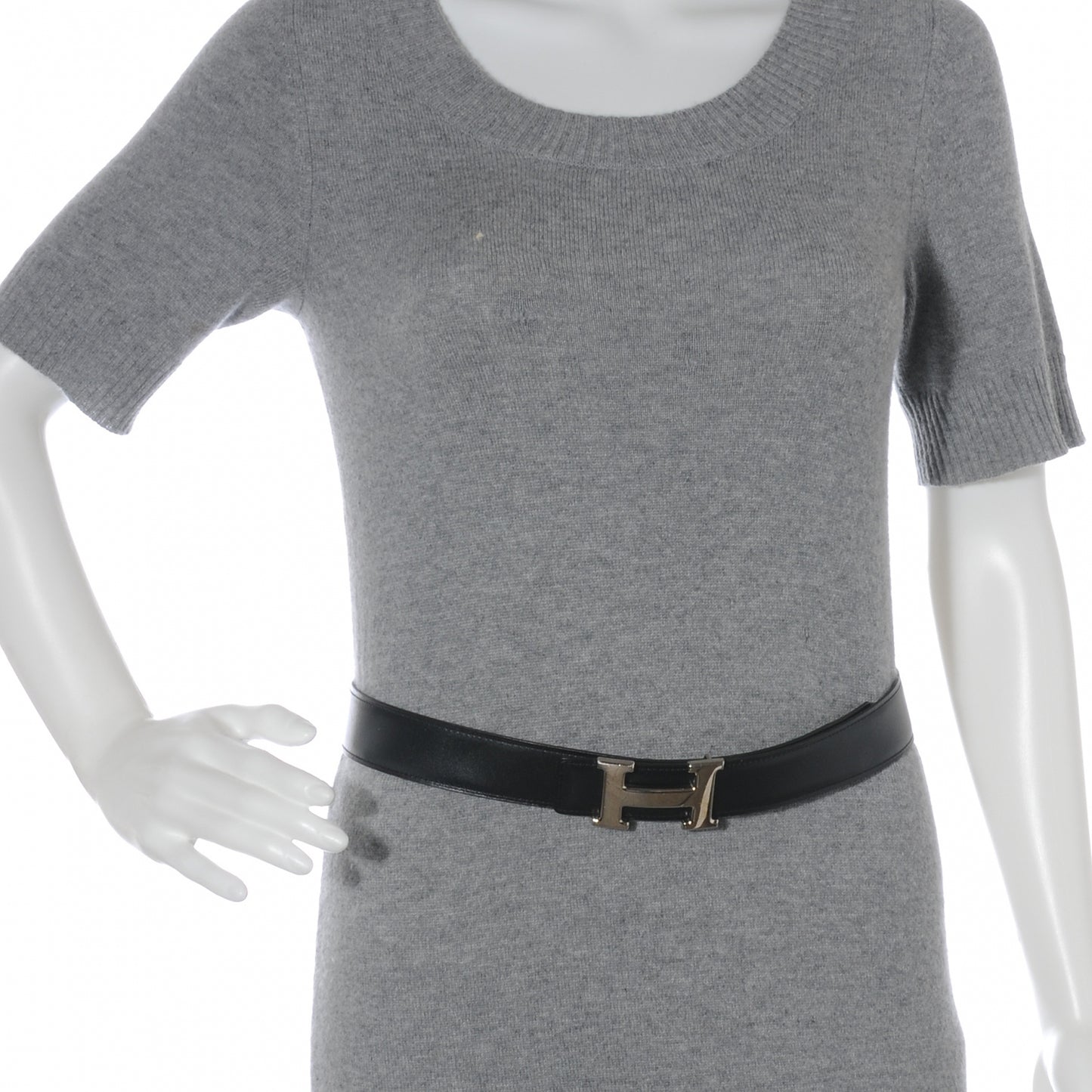 Box Courchevel Reversible Constance 32mm H Belt Noir Gold 80