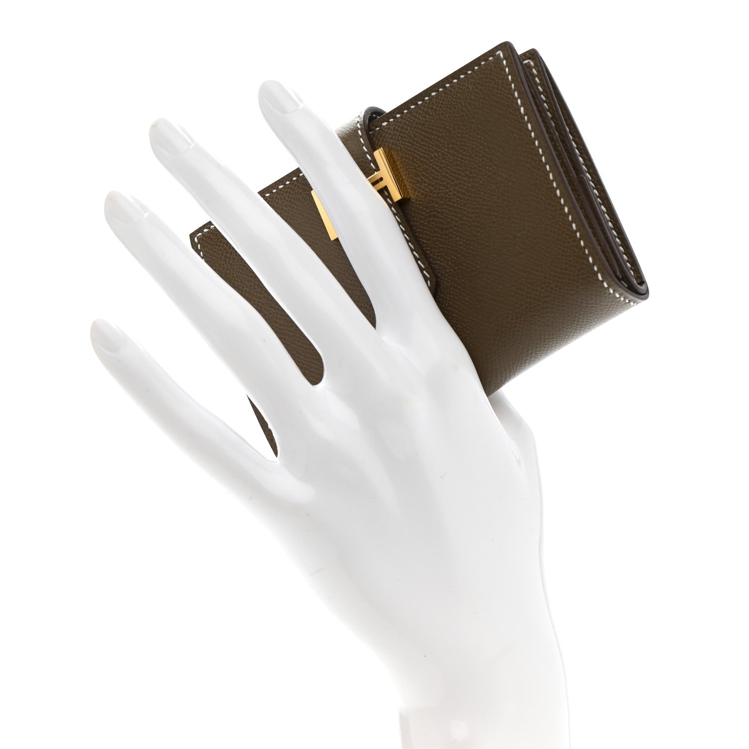 Hermes Madame Calfskin Mini Bearn Wallet Etoupe 2 of 9