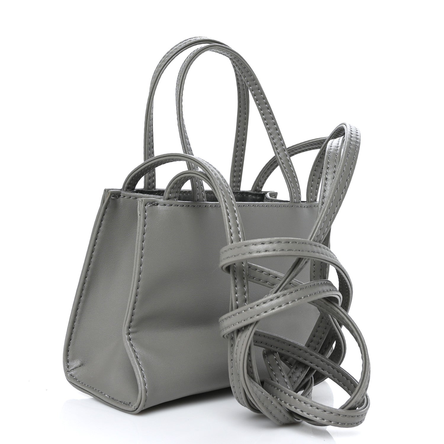 Telfar Vegan Leather Small Shopping Bag Grey 3 of 8