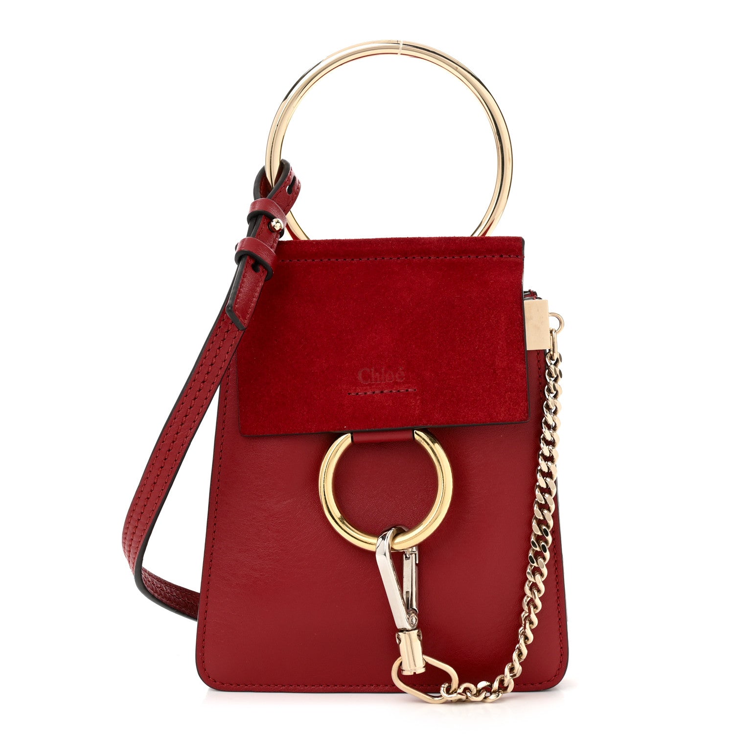 Chloe Suede Calfskin Mini Faye Bracelet Bag Plum Purple 1 of 9